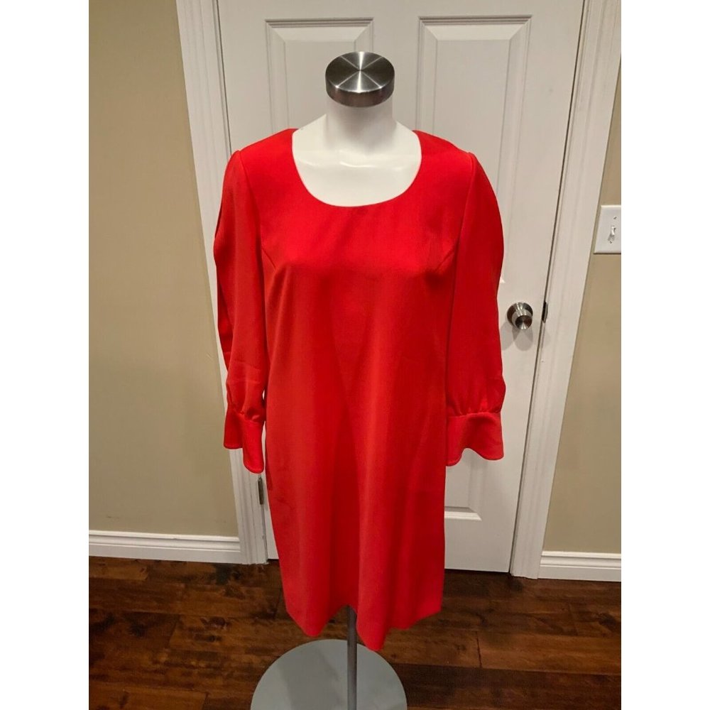 Emporio Armani Red Shift Long Sleeve Dress, Size 8 (US), 44 (IT) NWT! $775